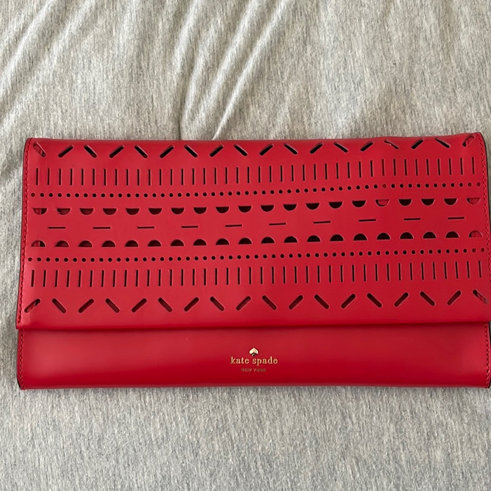 Kate Spade Cherry Red Lillian Court Neva Clutch